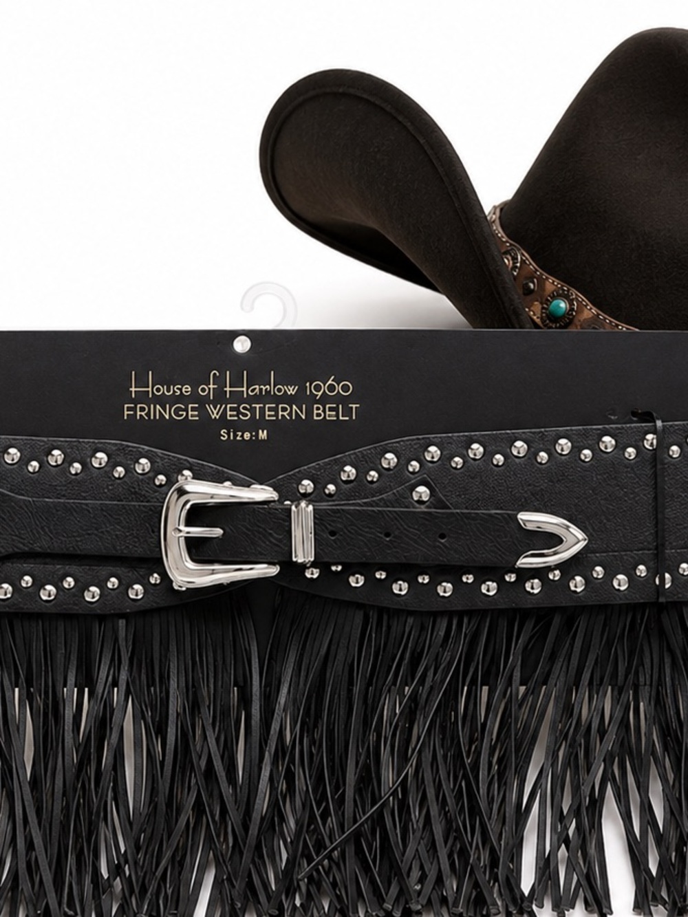 House of Harlow 1960 Black Fringe Belt Studded
Boho Western Hippie Chic sz L - Picture 4 of 12